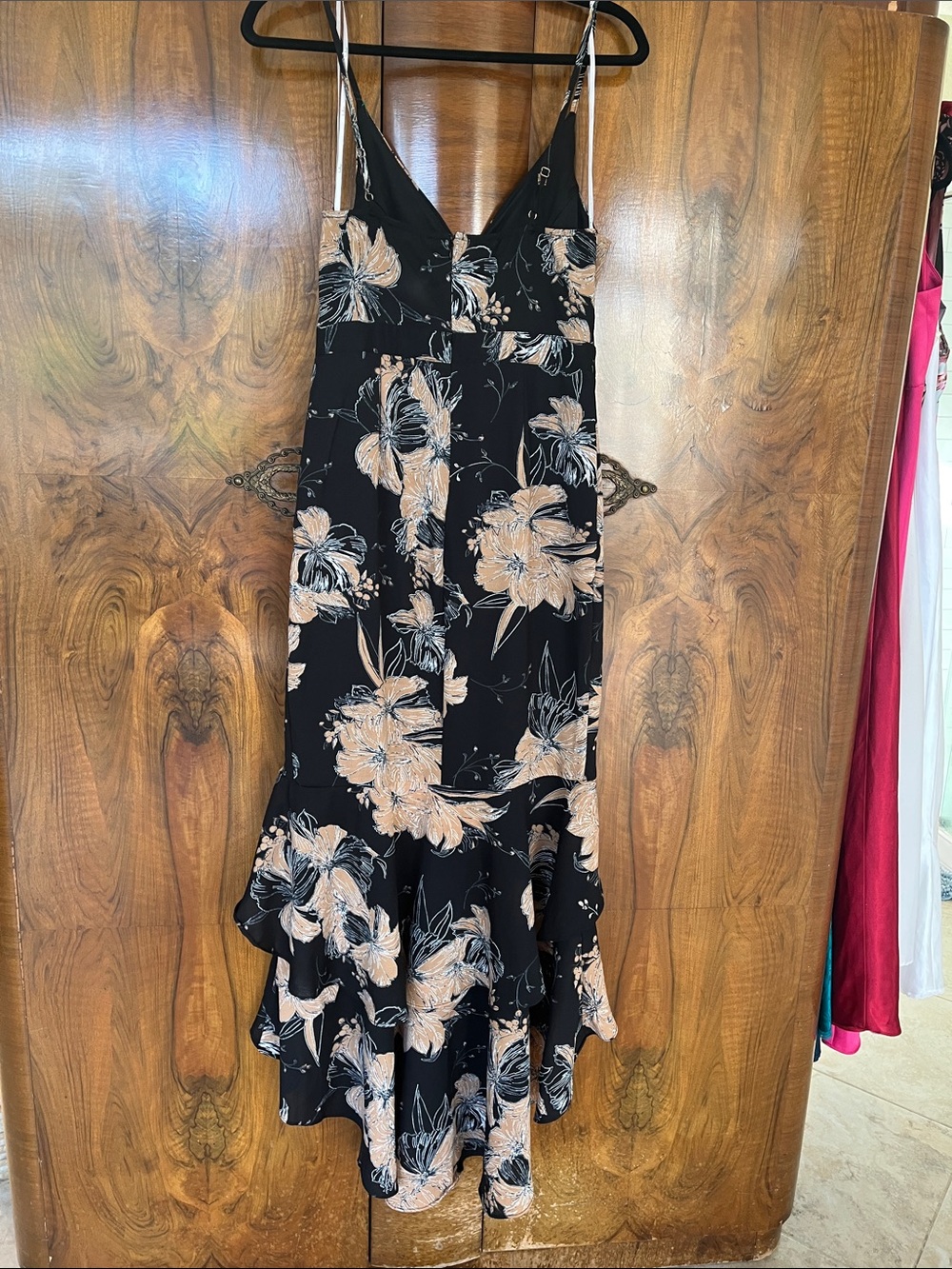 Lulus Black Floral High-Low Slip Dress Size Medium - New With Tags! - Picture 9 of 11